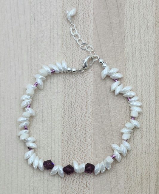 Ivory Magatama Beads & Amethyst Crystal bracelet