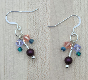 Multi-colored Crystal Earrings - peach, tanzanite, elderberry, teal