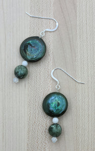 Seraphinite & Coin Pearls Earrings