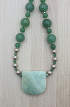 Amazonite Banner, aventurine, crystal pearl, & crystal Necklace 