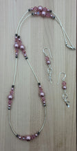 Rose Shimmer Crystals &  Crystal Pearls Necklace & Earrings