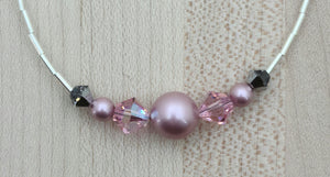Rose Shimmer Crystals & Crystal Pearls Necklace