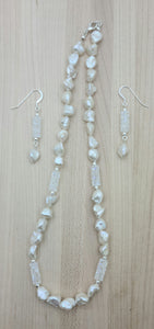 Keishi & Crystal Pearls Rocks Necklace & Earrings