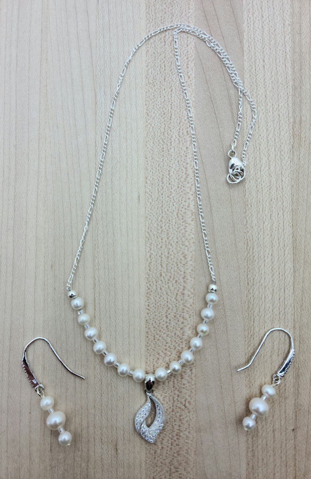 Cubic zirconia encrusted delicate drop, White Freshwater Pearls, Miyuki delica, Sterling Silver.  Wedding perfect jewelry!