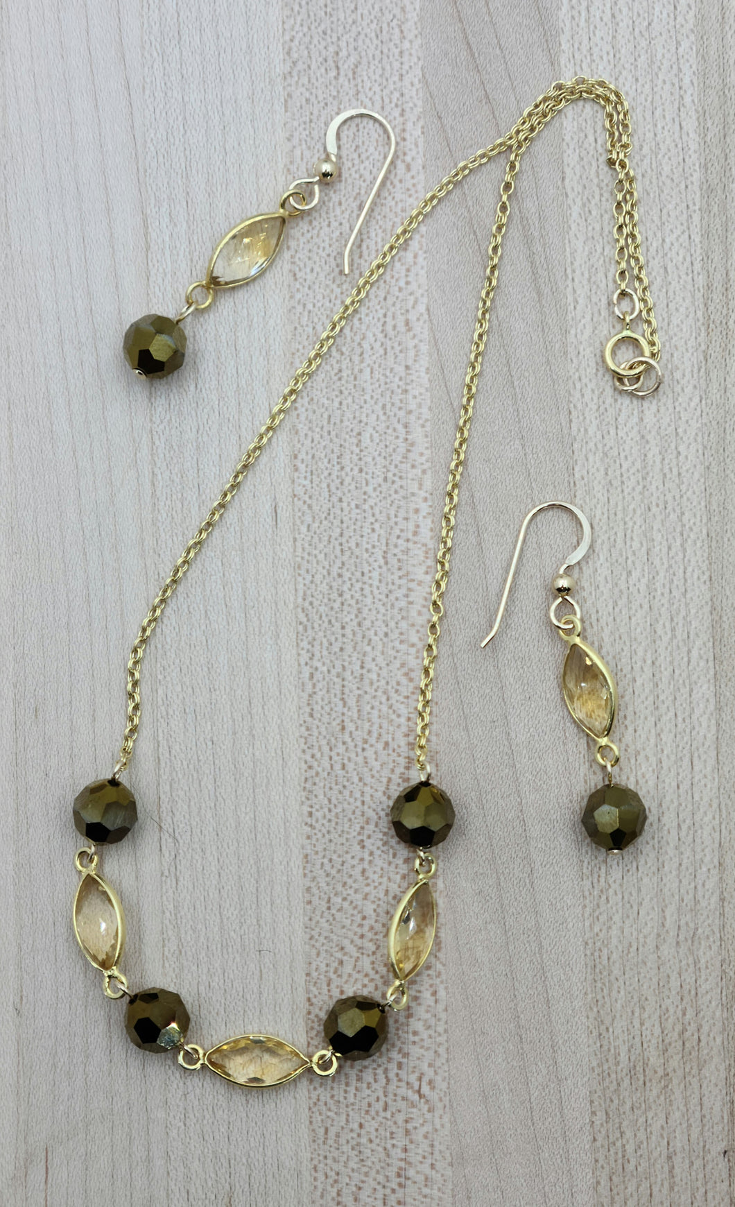 Citrine & Crystal Necklace & Earrings