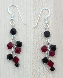 Red & Black Crystal Dangles Earrings