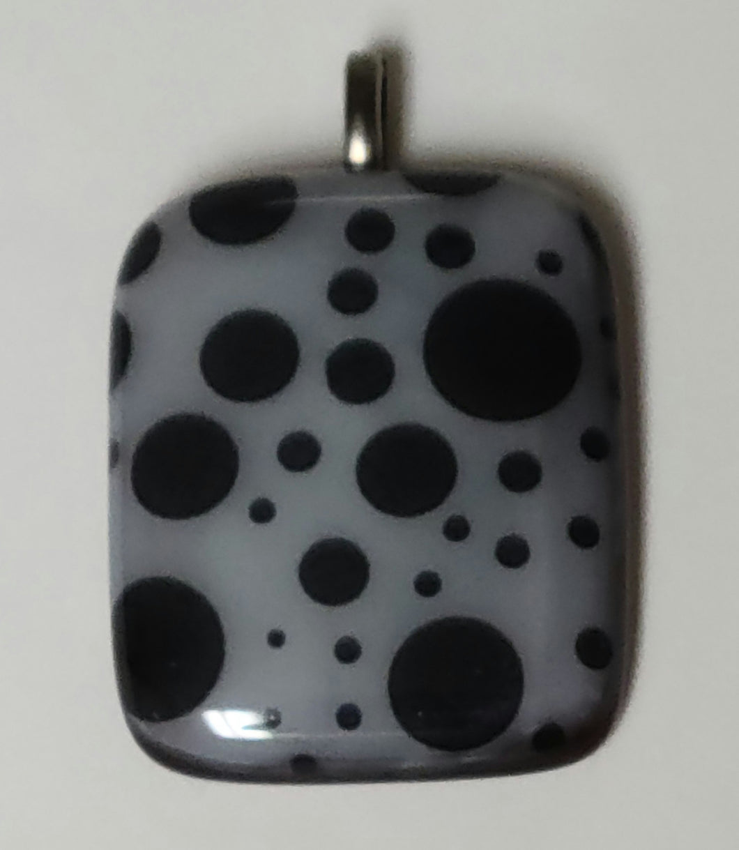 Black Polka Dots Fused Glass Pendant