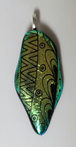 Gold Tribal Fused Glass Pendant