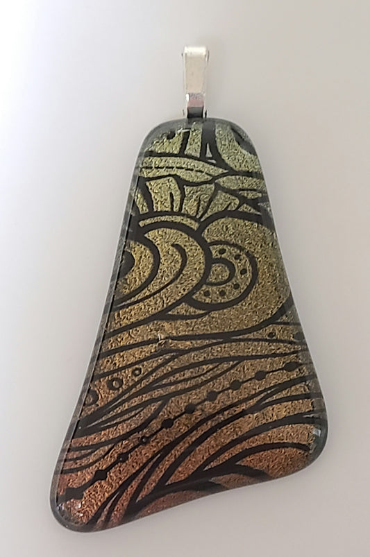 Olive & Copper Fused Glass Pendant