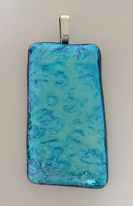 Textured Turquoise Fused Glass Pendant