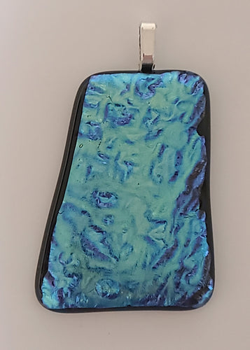 Large Caribbean Sea Fused Glass Pendant