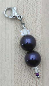 Zipper Pull - Purple Crystal Pearl & crystal