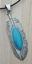 turquoise howlite & silver pewter feather necklace