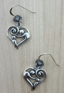 Silver Mother & Child Heart Earrings