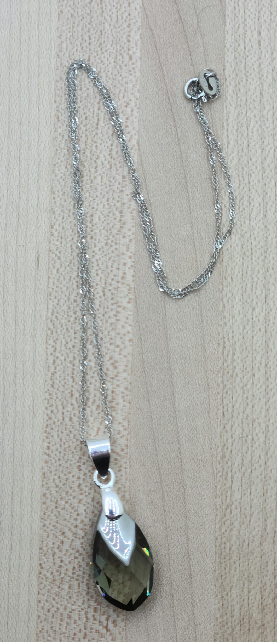 Translucent Silver Teardrop Pendant Necklace