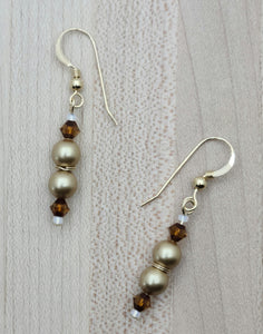 gold & amber fish hook earrings