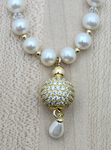 Pearls with Gold Necklace & Earrings