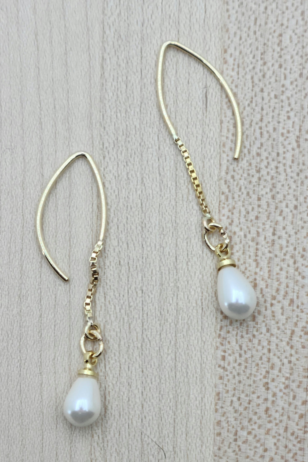 Teardrop Pearl on Gold Earrings