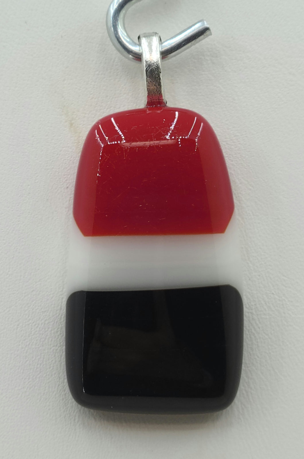 Red, White, Black Fused Glass Pendant