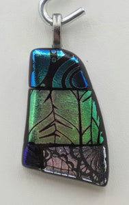 Funky Triangle Patchwork Fused Glass Pendant