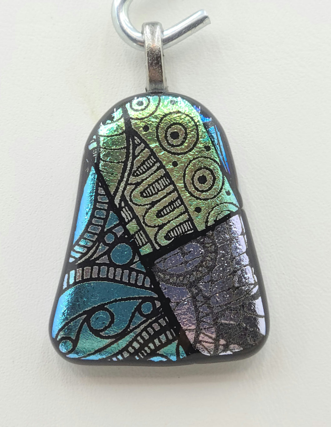Triangle Patchwork Fused Glass Pendant