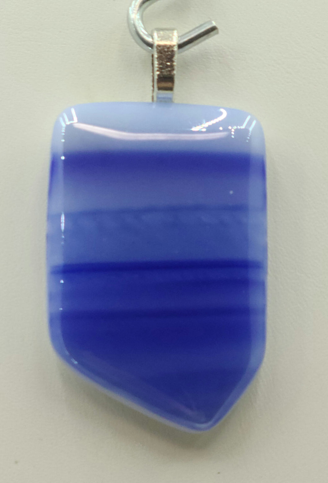 Iridescent Sky Blue Fused Glass Pendant