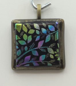Colorful Leaves Fused Glass Pendant