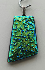 Green & Teal Textured Fused Glass Pendant