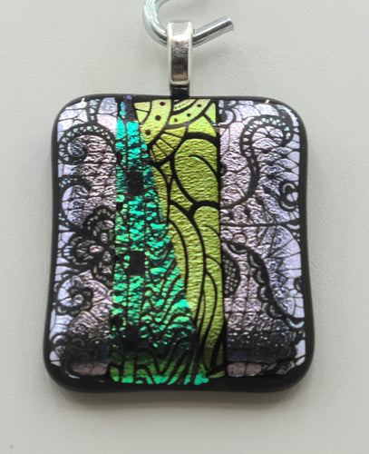 Dichroic Stripes Fused Glass Pendant