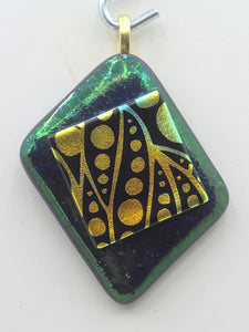 Golden Sea Kelp Fused Glass Pendant