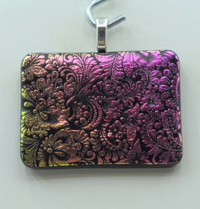 Pink & Gold Tapestry Fused Glass Pendant