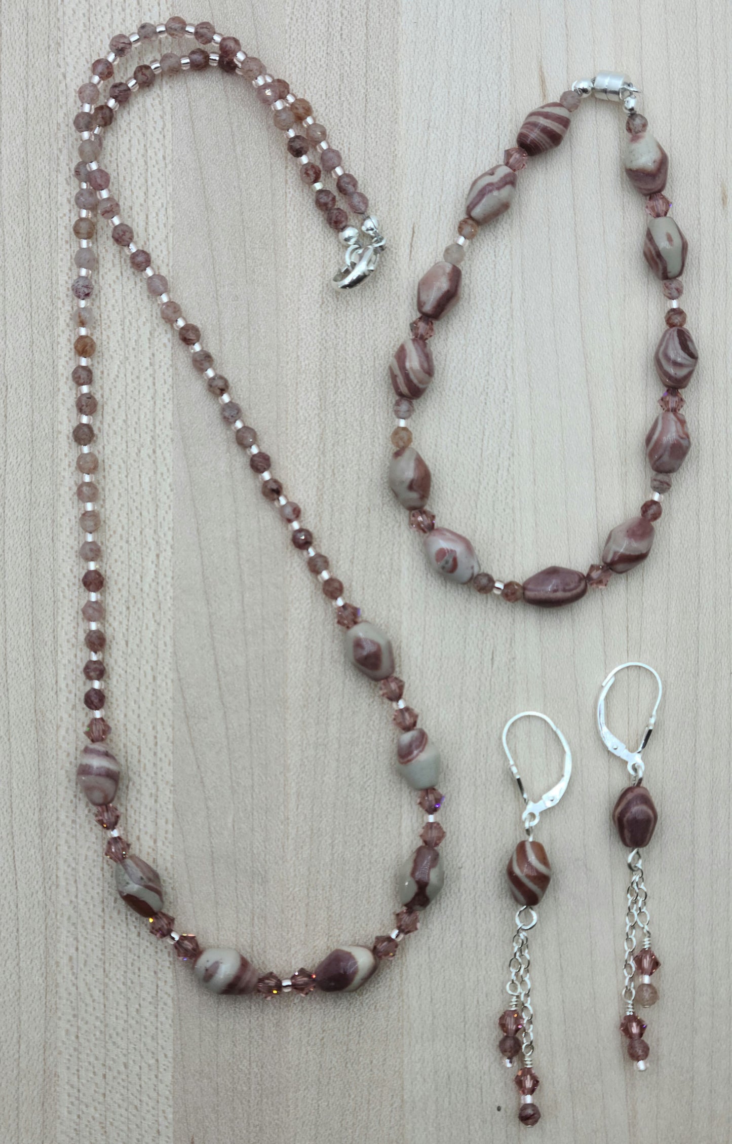 Arizona Peppermint Jasper Necklace, Bracelet, & Earrings