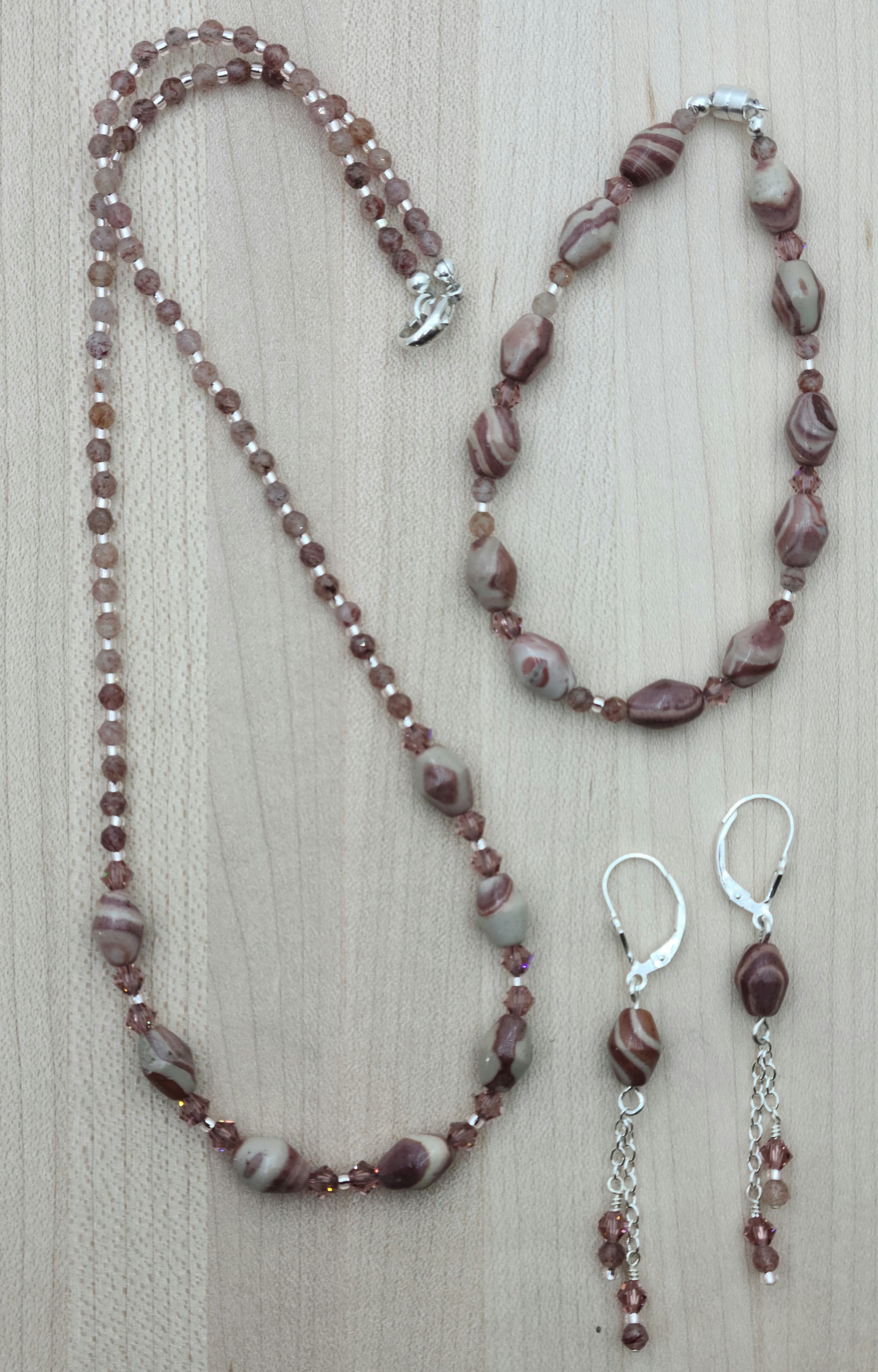 Arizona Peppermint Jasper Necklace, Bracelet, & Earrings
