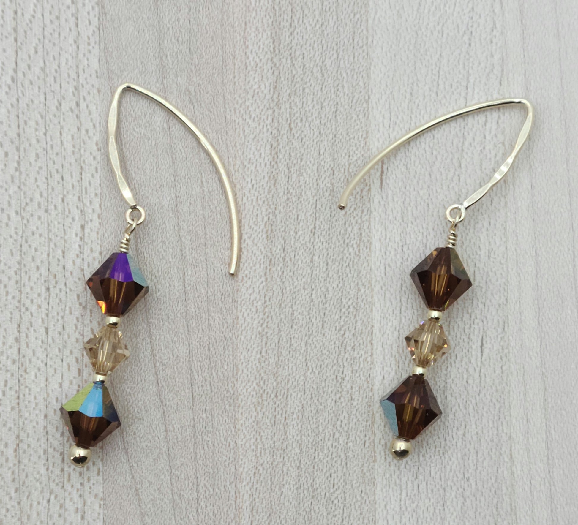 smokey topaz crystal earrings