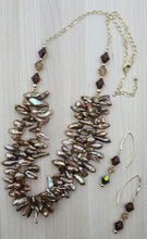 Twisted Gold Spike Pearl Necklace & crystal earrings