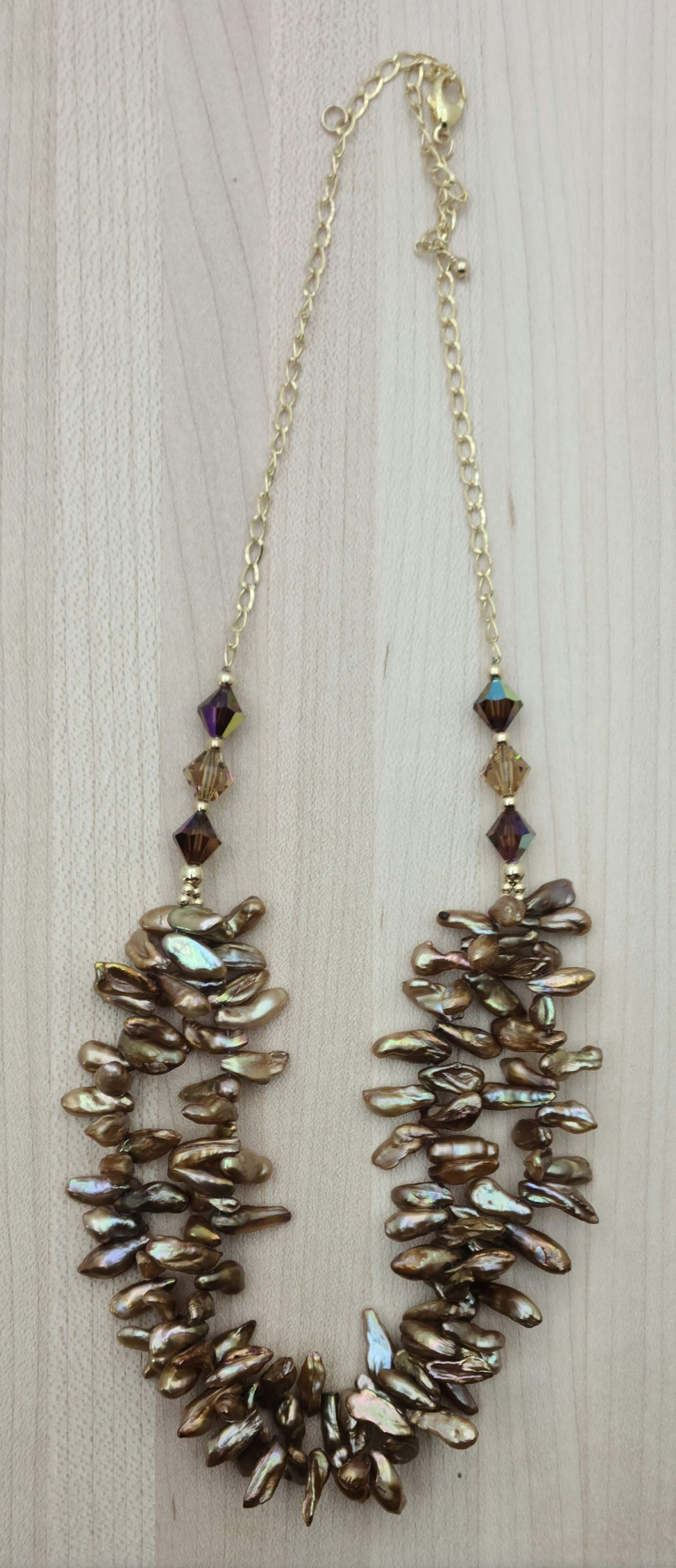 Twisted Gold Spike Pearl Necklace