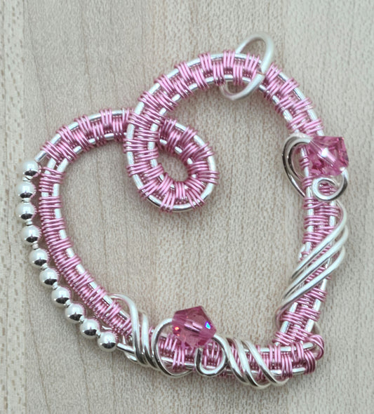 Woven Wire Rose Heart w/crystals