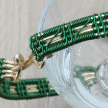 green & gold woven wire bracelet