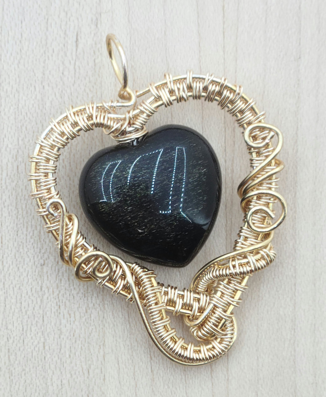 Woven Wire & Obsidian Heart