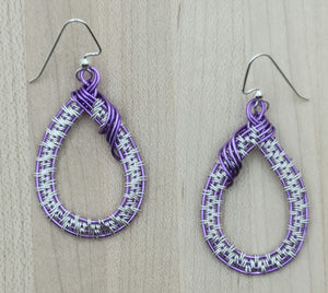 woven wire amethyst teardrop earrings