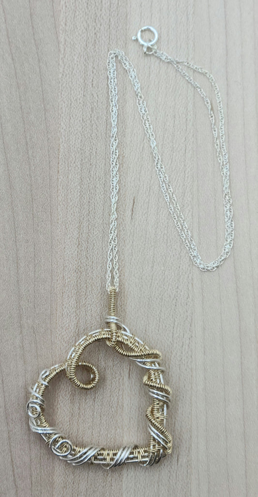 Woven Wire Silver Fill & Gold Fill Heart