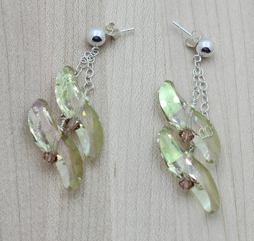 Shimmer Green Wave crystal Earrings