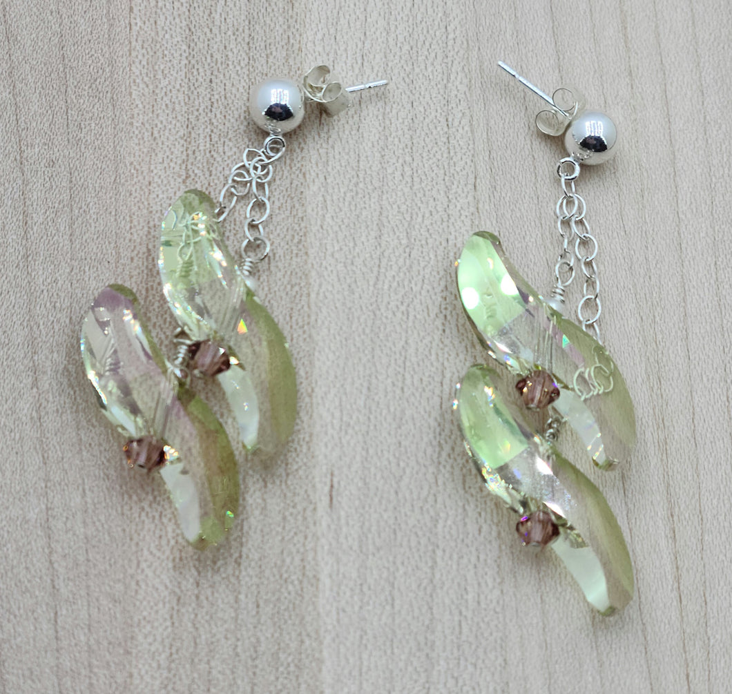 Shimmer Green Wave crystal Earrings