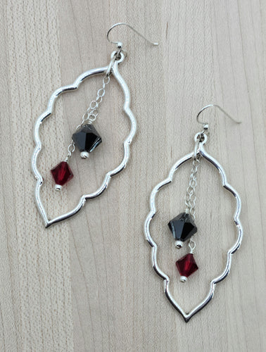 Scalloped Red & Hematite Earrings