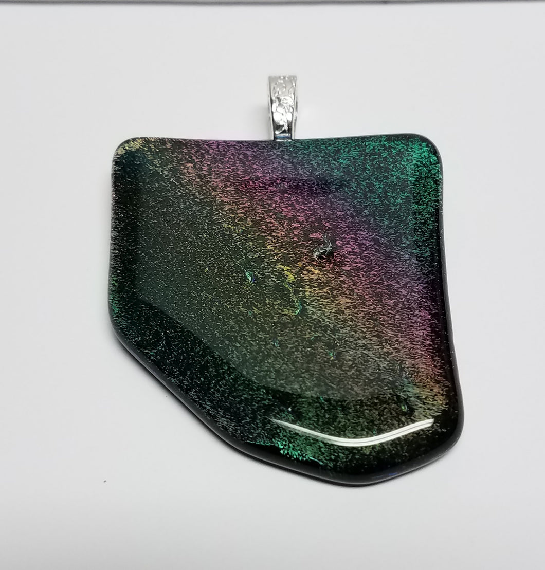 Capped Rainbow Dichroic Fused Glass Pendant