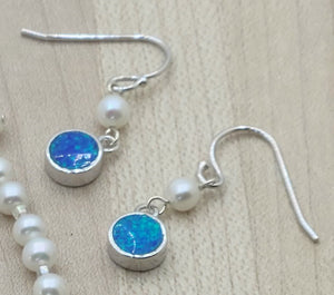 Blue Opal & Pearls Earrings